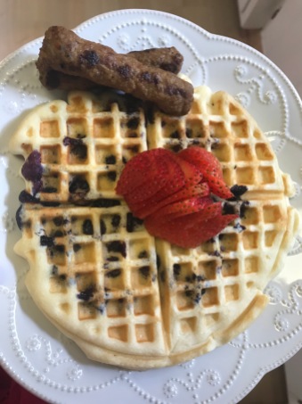 Blueberry Protein Waffle and Turkey Sausage